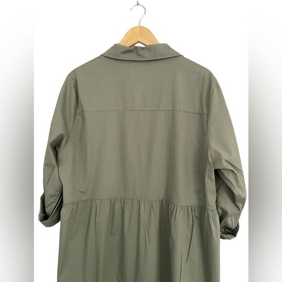 Haven Hearts Olive Green Button-Up Oversized Maxi Dress - Picture 4 of 10